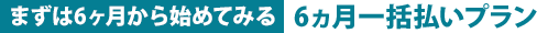 まずは6ヶ月から始めてみる6ヵ月一括払いプラン